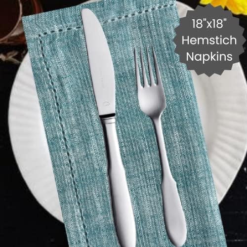 Cotton Clinic 12 Pack Farmhouse Style Slub Textured 18x18 Cloth Dinner Napkins, 100% Cotton for Everyday Use and Events - Soft and Durable Cocktail Napkins, Wedding Dinner Napkins, Teal Green - Image 4