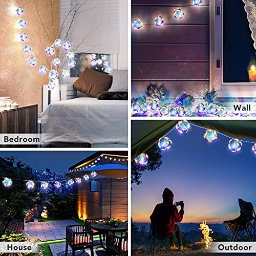 AceList 20 LED Globe Disco Ball Mirror String Lights, 10ft USB&Battery Powered Fairy Lights, Eid Ramadan Decoration Lighting for Mother's Day Gifts, Tree Decor Outdoor Indoor Patio Party Garden - Image 4