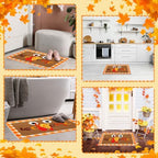 Tinideya 2 Pcs Thanksgiving Welcome Doormat 23x35 in Layered Buffalo Plaid Carpet Coquette Nonslip Fall Orange Turkey Bathroom Coir Mats for Entrance Porch Indoor Outside Home Decor Gift Supplies - Image 6