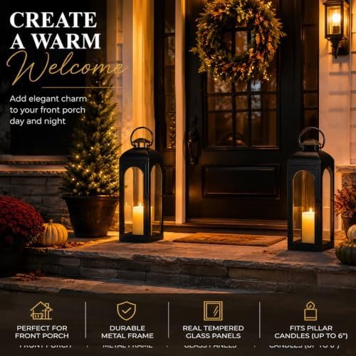 MUMTOP Decorative Lantern 16 Inch Black Metal Candle Holders 1 Pack - Image 3