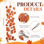 6 ft Artificial Fall Rig Leaf Garland for Fireplace Mantel Decor - Image 2