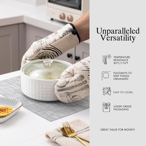 Placemats Set of 12 - Easy Clean Woven Vinyl Placemats for Dining Table, Indoor/Outdoor Place Mats, Washable PVC Table Mats（Gray） - Image 5