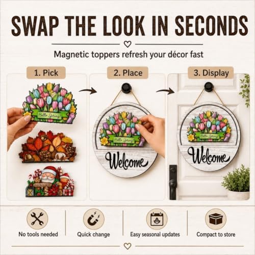 16 Pcs Interchangeable Welcome Sign for Front Door 12 Inch Magnetic Decor - Image 3
