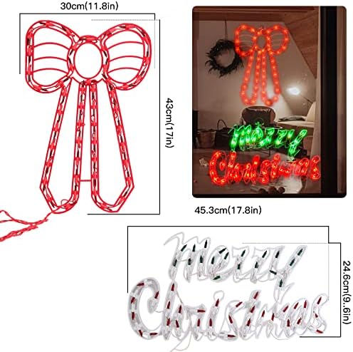 2 Pack Christmas Window Lights - Double Sided Merry Christmas Sign Lamp Decorations for Indoor Wall, Door & Glass - Image 3