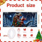 Funny Santa Riding T-Rex Christmas Garage Door Banner 7x16 FT, Large 2-Car Dinosaur Winter Wonderland Outdoor Wall Mural Backdrop, Cool Holiday Hanging Cover Sign Decoration for House Exterior Party - Image 2