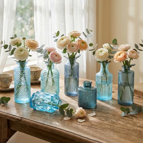 30 Pcs Blue Glass Bud Vases Bulk, Vintage Small Flower Vase Set - Image 6