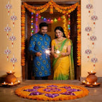 AHANDMAKER 12Pcs Lotus Flower Hanging Mixed Color Wooden Pooja Decoration 9.25 in Flower Shaped Backdrop Hanging for Diwali Home Temple Wall Room Decor Indian Pooja Items - Image 4