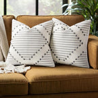 Mecatny Boho Outdoor Throw Pillow Covers 16x16 Set of 2 Grey & Cream White by Mecatny