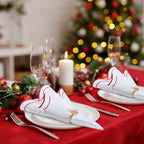 Hahafelt 12 Set Scalloped Cloth Napkins, Embroidery Polyester, Red - Image 5