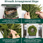 26 Inch Winter Wreaths for Front Door: Large Real Touch Norfolk Pine Wreath with Welcome Sign - Christmas Artificial Green Wreath for Farmhouse Porch Windows Wall Table Indoor Outdoor Home Decor - Image 6