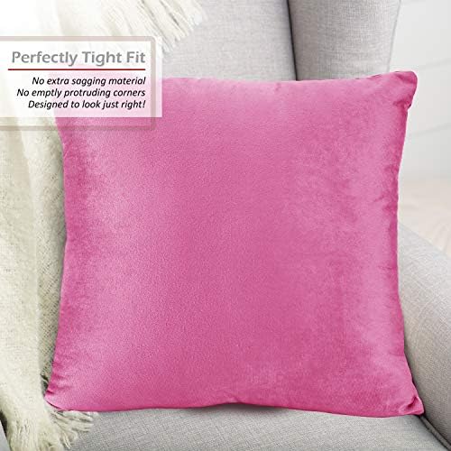 Nestl Throw Pillow Covers, Cozy Velvet Decorative Outdoor Pillow Covers 20X20 Inches, Soft Solid Cushion Covers for Sofa, Bed and Car, Set of 4 - Light Pink - Image 4