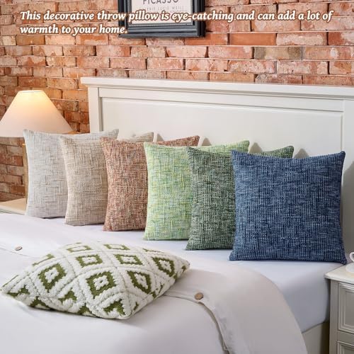 AmHoo Pack of 2 Chenille Textured Throw Pillow Cover, 500GSM Boho Farmhouse Decorative Couch Pillow Covers for Modern Home Decor Bed Sofa Living Room 18 x 18-Inch Dark Blue - Image 6