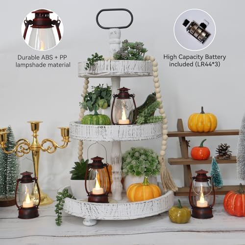 12Pcs Hand-Brushed Red Mini Lanterns for Vintage Christmas Table Decorations – 6Inch Small Candle Lanterns for Western Cowboy Camping Halloween Weddings Party Centerpiece & Hanging Ornaments - Image 6