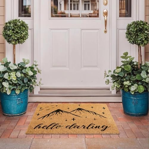 Funny The Entrance Way Outside Personalized Rug with Heavy-Duty Non Slip Outdoor Coconut Coir Doormat Pets Lover Gift 23.6 x 15.7 inch (Hello The Darling) - Image 4