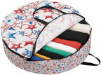 Independence Day Round Storage Bag 24 Inch, American Flags Blue Red Stars Memorial Day Clothes Storage Container with Handles Heavy Duty Organizer for Comforter, Bedding & Holiday Wreaths by Unknown