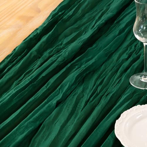 DeZerlor Emerald Green Cheesecloth Table Runners 10 Pack Christmas Runners - Image 6