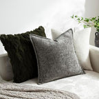 DEZENE Pack of 2 Grey Euro Shams Pillow Covers 26x26 Cozy Soft Chenille Decorative Throw Pillow Covers Accent Vintage Square Couch Pillow Covers for Home Decor Bed Sofa Living Room - Image 4