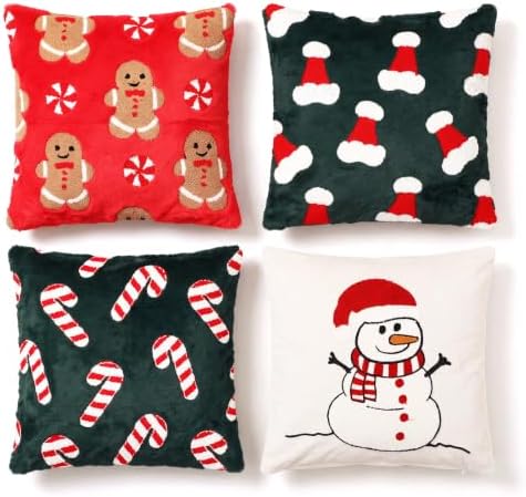 4 Pack Christmas Pillow Covers 18" x 18" Soft Plush Faux Fur by Unknown