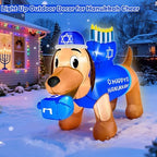 5F Hanukkah Inflatable Decorations - Dachshund with Menorah & Dreidel Built in 3 LED Lights, Blow Up Chanukah Yard Decor for Outdoor Lawn Garden Jewish Holiday Party​ - Image 6