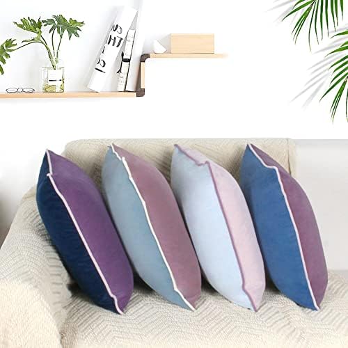 8-Colors Velvet Throw Pillow Covers 18x18 Inch Set of 4 Decorative Blue Purple Pillowcases Modern Double-Colored Cushion Covers for Sofa Couch - Image 3