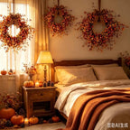 6 Pcs Small Fall Hanging Wreaths with Artificial Autumn Foliage Leaves Red Orange Berries Rustic Burlap Ribbon Mini Cabinet Wreath for Home Front Door Window Wall Farmhouse Thanksgiving Harvest Decor - Image 6