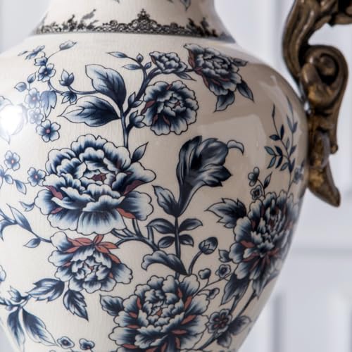 Tall Table Modern Vase,Large Ceramic Flower Vases for Shelf Home Decor,Creative Classic Pink Vase 16.5 inch,Sophisticated Vessel for Decorative Branches and Dried Flower. (Blue Floral) - Image 4