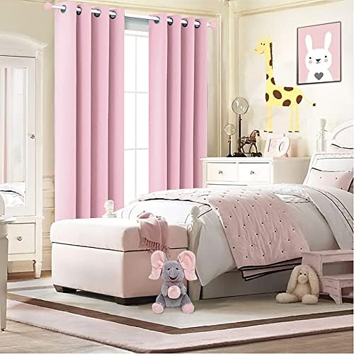 KOUFALL Bubble Gum Pink Blackout Curtains for Girls Room, Cute Light Pink Nursery Curtains Girl, Princess Black Out Girly Curtains for Kids Bedroom, 2 Panels, 52 Inch Wide x 84 Inch Long - Image 4