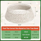ELYKEN 33 Inch Woven Rattan Christmas Tree Collar, Stylish Seagrass & Water Hyacinth Xmas Tree Skirt for Artificial Trees, Wicker Tree Base Cover with Cord Cut-Out Farmhouse Tree Ring for Home Decor - Image 3