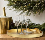 HofferRuffer Round Serving Tray 20'', Elegant Faux Leather Circle Ottoman Table Tray, Serve Tea Coffee Breakfast in Bedroom Living Room Kitchen (Gold, 20") - Image 6