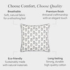 CPC Misty Grey Floral Block Print Throw Pillow Covers 20x20 Inch, Set of 2 - Image 6