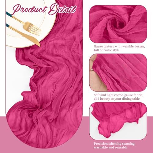 20 Pack Hot Pink Cheesecloth Table Runner Long,21.5 x 120 Inch - Image 4