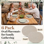 Oval Woven Placemats Set of 6, Cotton Rope 16x12 Inch, Brown - Image 6