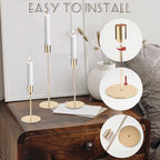 27 Pcs Gold Taper Candle Holders Bulk Vintage Tall Metal Candlestick Holders Set, Candle Stick Holder Decor with 3 Different Heights for Table Centerpiece Wedding Dinner Party Home Mantel Decor - Image 2