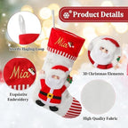 Personalized Christmas Stockings with Embroidered Name & Monogram,Custom 3D Xmas Character Stocking 5 Pack 18” Large,Santa,Snowman & Reindeer Fireplace Hanging Red Burlap Plaid Stockings(A) - Image 6