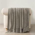 EverGrace Chenille Knit Throw Blanket for Couch, 60"x80", Taupe - Image 5