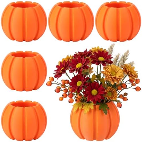 LemonRoad 6 Pcs Fall Pumpkin Vases Table Centerpieces, 3.93 x 3.93 x 3.15'' by Unknown