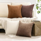 MIULEE Fall Corduroy Decorative Throw Pillow Covers Brown Series 24x24 - Image 2
