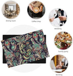 Boho Placemats, Geometric Ethnic Style Beautiful Floral Traditional Patterns, Kitchen Dining Room Non-Slip Insulated Decor, Set of 6,12x18 Inches - Image 6
