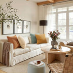 MIULEE Farmhouse Decorative Pillow Covers 18x18 Inch Set of 4 Orange/Teal - Image 5