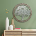 Hosley Tree of Life Wall Decor Set of 2 – 20” Round Metal Wall Art with Wooden Frame, Farmhouse Rustic Home Décor for Living Room, Bedroom, Entryway - Image 2