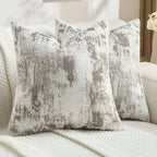 FUTEI Pack of 2 Faux Cashmere Throw Pillow Covers 26x26 Inch, Taupe White by FUTEI