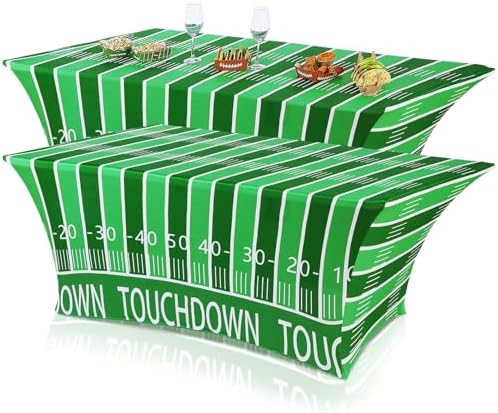 Oudain 2 Pcs Football Stretch Table Cover 6 ft Football Tablecloth by Oudain
