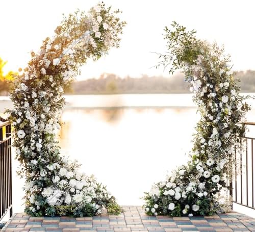 Metal Open Arch Backdrop Stand,Set of 2 White Curved Arch Backdrop Stand Half Moon Wedding Arches for Ceremony,Birthday,Anniversary,Baby Shower,Floral Stand,Ramadan Decoration(6.7FT & 5.8FT) - Image 7