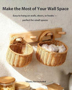 2 Pack Wall Hanging Rattan Baskets, Hand-Woven Storage Basket, Small Wall Hanging Baskets for Kitchen, Washable Decorative Basket, Potato Garlic Onion Storage Baskets - Image 3