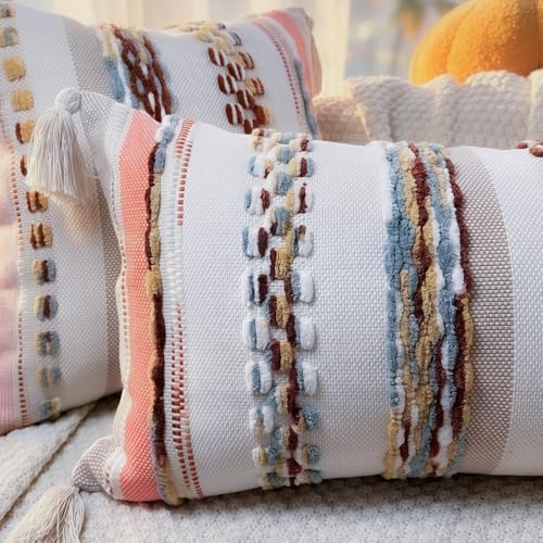 PANOD Boho Long Lumbar Throw Pillow Cover 16 x 36 Red Brown, Chenille Morocan Extra Long Pillow Case Cover, Decorative Long Pillow for Bed Couch Sofa Farmhouse - Image 3