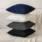 MIULEE Euro Sham Corduroy Decorative Throw Pillow Covers 24x24 Black - Image 4