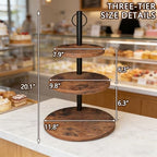 Cupcake Stand, 2 Pack Rustic Wood 3 Tier Cake Stand, Serving Tray - Image 3