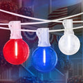 LAMPHOME 26Ft LED G40 Red White and Blue Lights Outdoor 4th of July Lights with12+1 Shatterproof Bulbs for Patriotic Decor in Yard Garden Patio - Light up Memorial Day 4th of July Decorations Outdoor by ULL