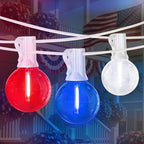 LAMPHOME 26Ft LED G40 Red White and Blue Lights Outdoor 4th of July Lights with12+1 Shatterproof Bulbs for Patriotic Decor in Yard Garden Patio - Light up Memorial Day 4th of July Decorations Outdoor by ULL