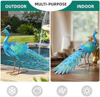 31" L Metal Peacock Garden Statue,Handcrafted Outdoor Yard Art - Image 6